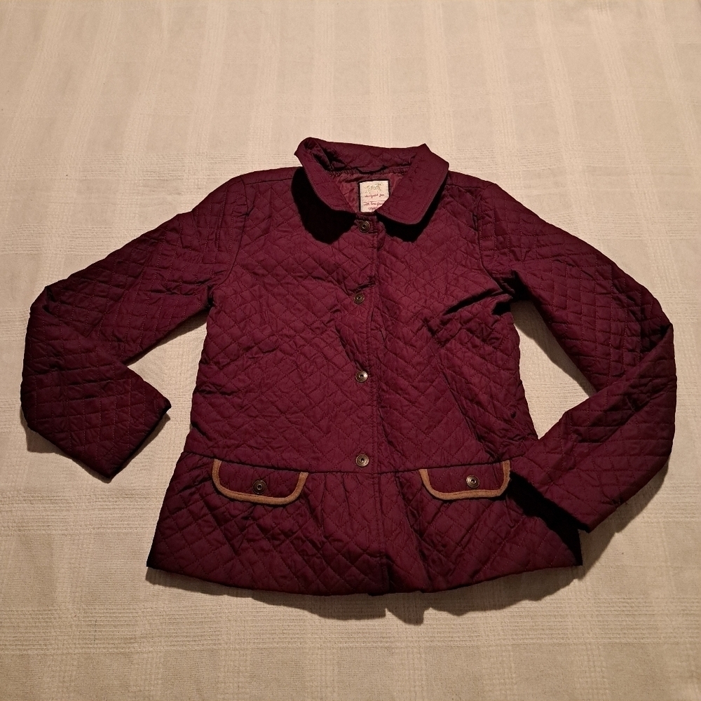 Gymboree girls size Large burgundy quilted light weight jacket, Plum Pony line
